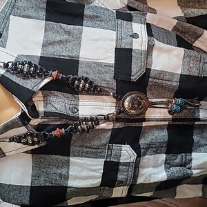 Beaded muti color turquoise beads bolo tie